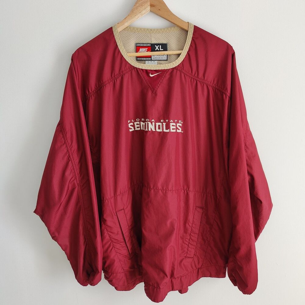 Vintage Nike Florida State Jacket Size XL Seminoles Center Swoosh Pullover 90s